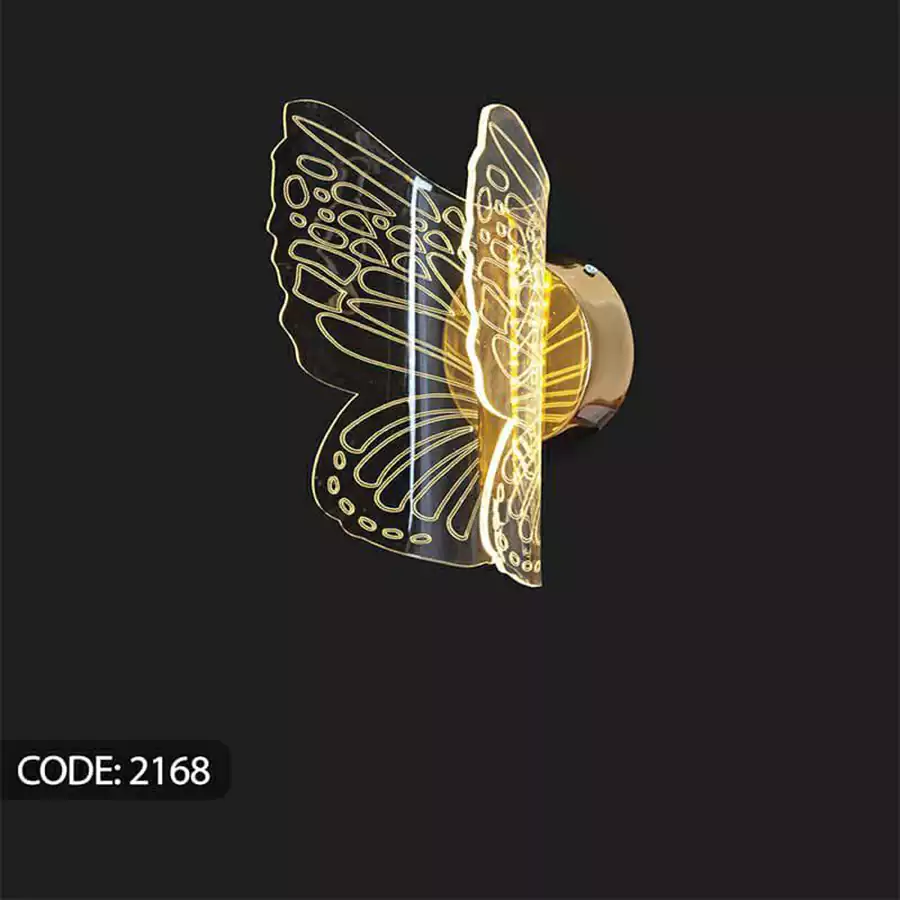 دیواری کریستالی پروانه سه حالته طلایی 2168