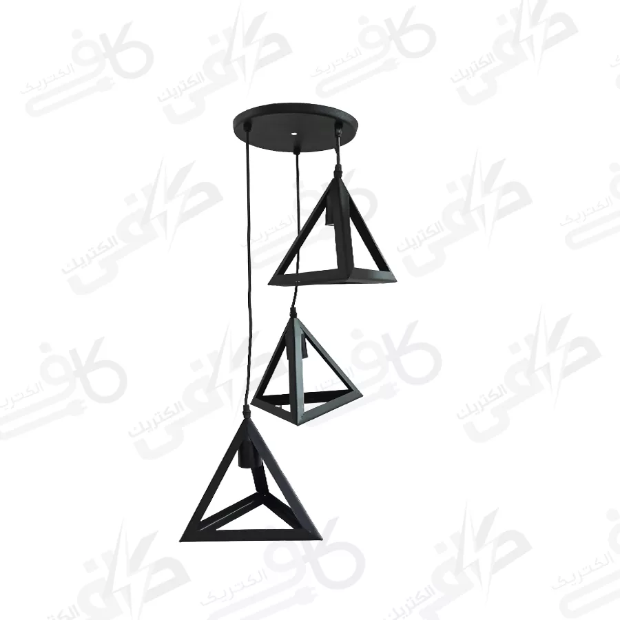 لوستر فلزی سه شعله مکعب مثلث کد 118 لوستر فلزی سه شعله مکعب مثلث کد 118
