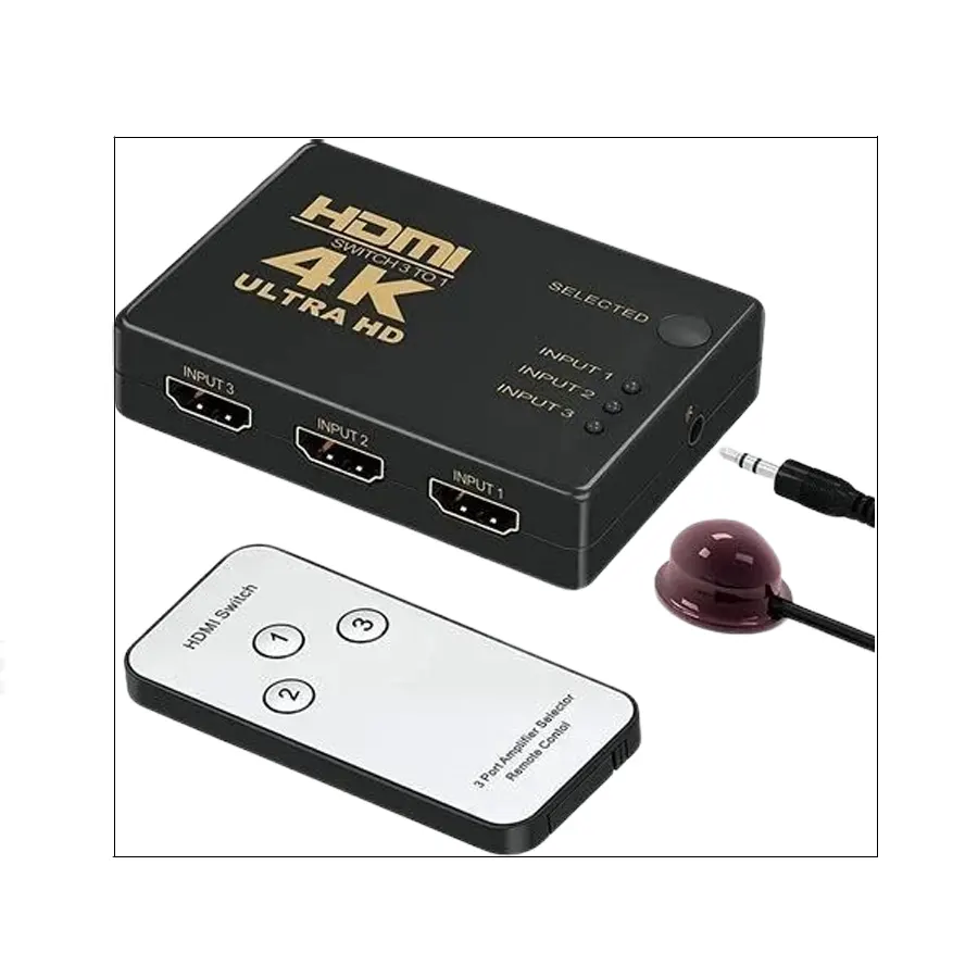 سوئیچ HDMI سه به یک (3×1) با ریموت – پشتیبانی 4K سوئیچ HDMI سه به یک (3×1) با ریموت – پشتیبانی 4K