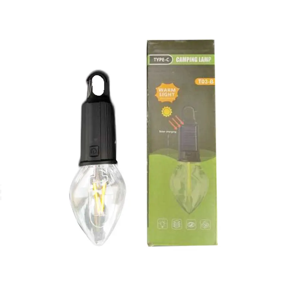 1000227-9 لامپ اضطراری آویز فیلمنتی ادیسونی خورشیدی و شارژی با پورت Type-C مدل شمعی T03-B - Image 1