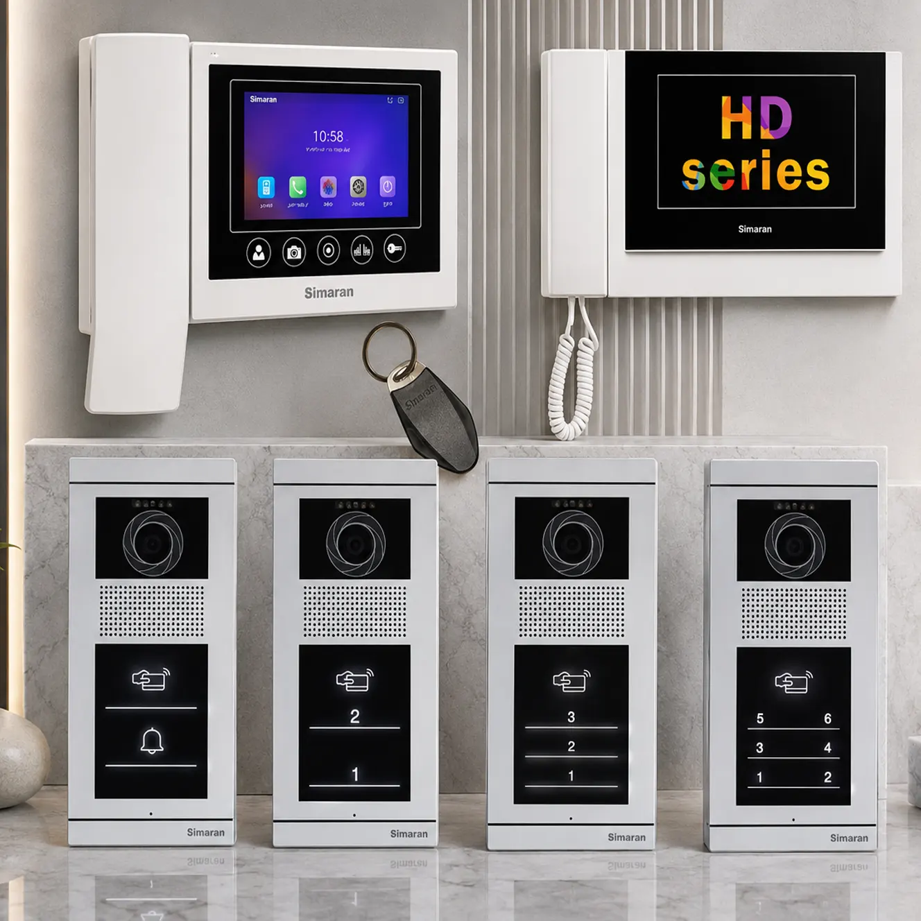راهنمای جامع آیفون تصویری HD سیماران؛ از پنل فرداد لمسی تا مانیتورهای 78D و 43D