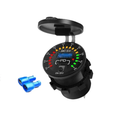 شارژر خودرو پنلی QC 3.0 و PD با نمایشگر ولتاژ