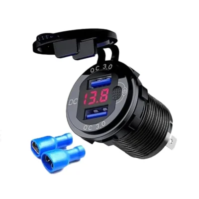شارژر و نمایشگر ولتاژ پنلی دو خروج USB