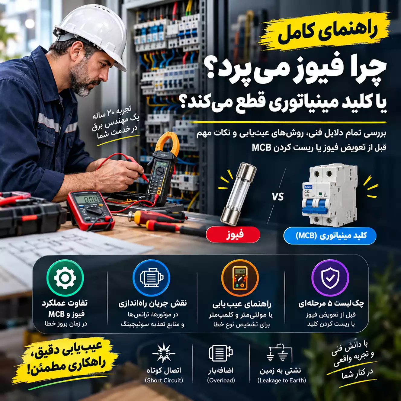 چرا فیوز می‌پرد؟ بررسی کامل علت پریدن فیوز برق و راه‌حل‌ها