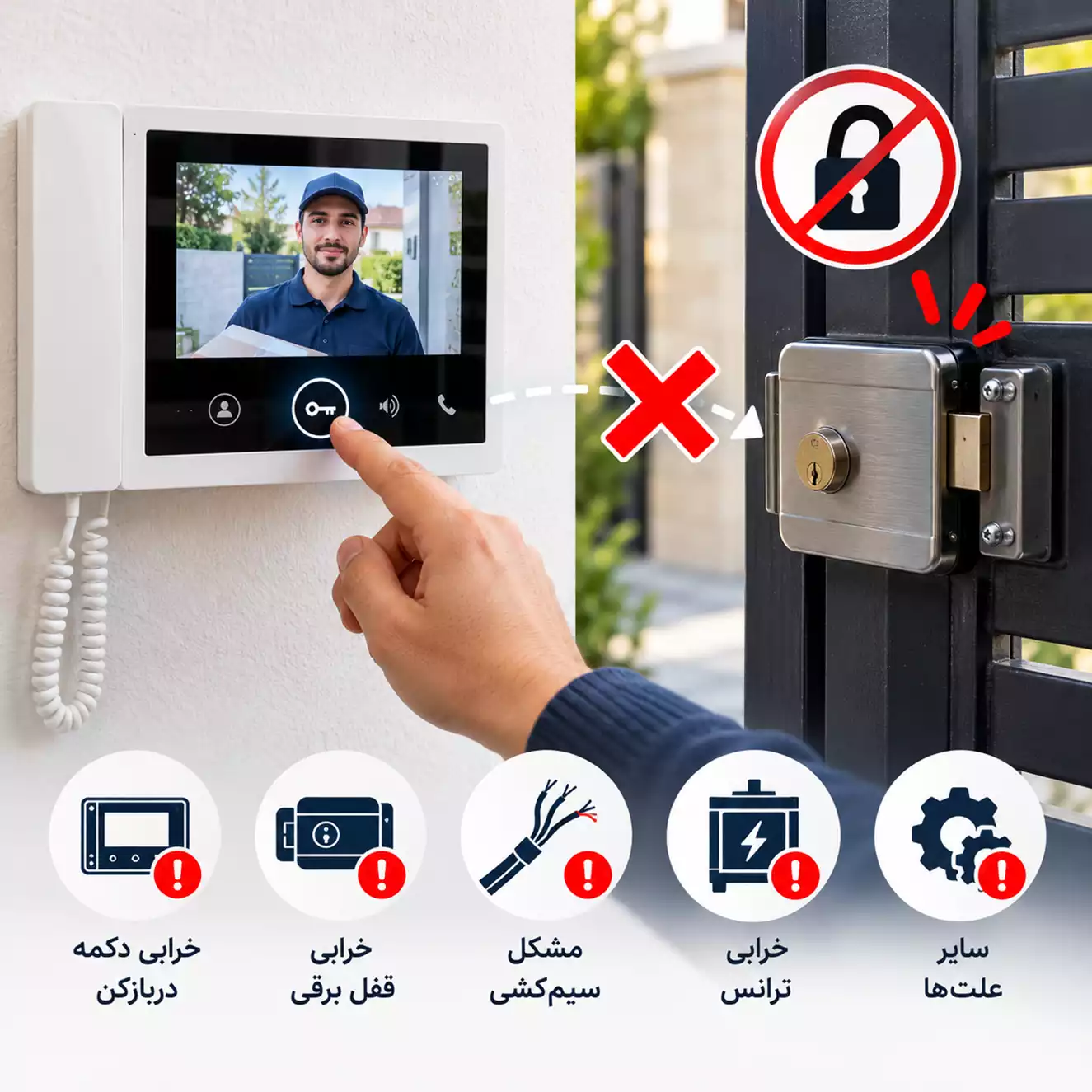 علت باز نشدن درب با آیفون تصویری