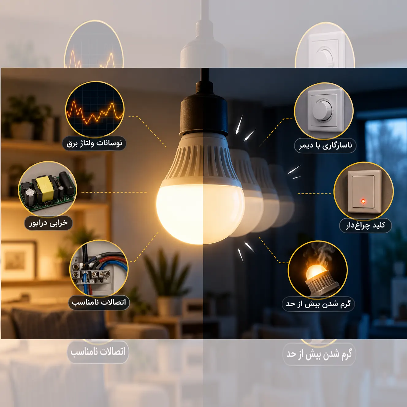علت چشمک زدن لامپ LED
